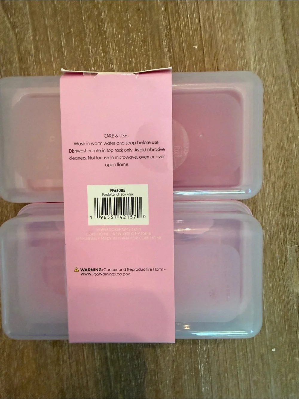 Core Home 3 Section puzzle lunch box dishwasher safe Durable kids pink NEW!